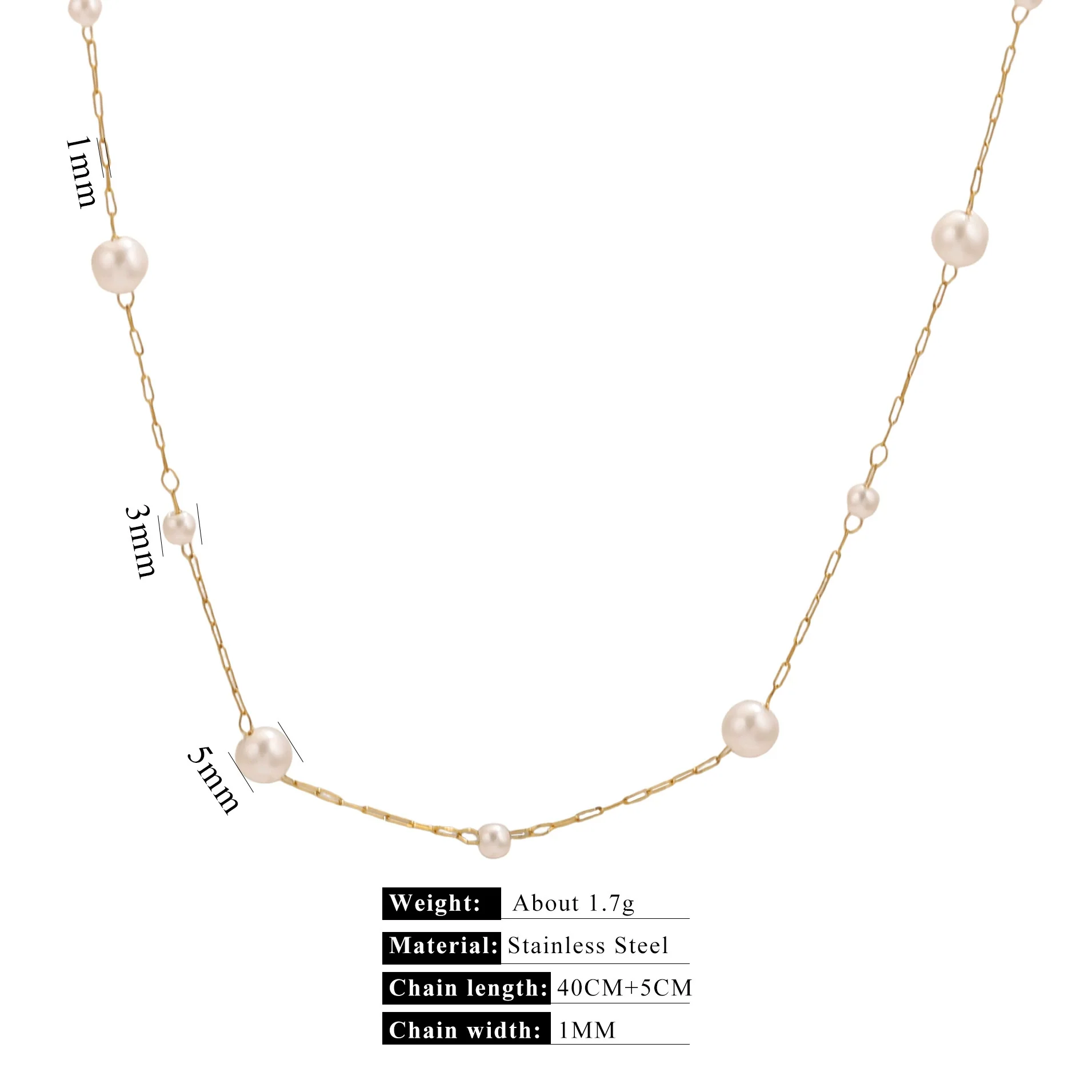 Stainless Steel Pearl Minimalist Totem Electroplating Women's Necklace Bracelet Diy Accessories - Image 9