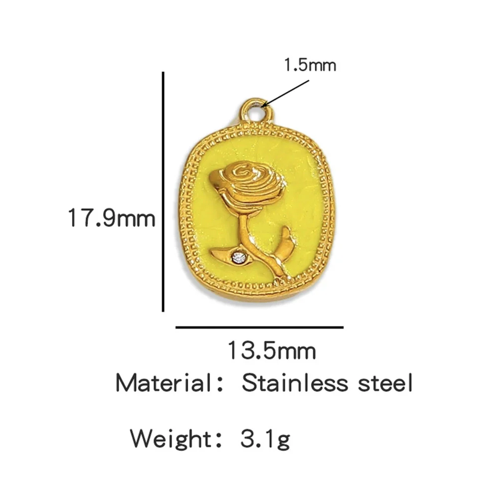 Stainless Steel Pendant Jewelry Accessories With Retro Oil Dripping Design And Rose Diamond Shape - Image 10