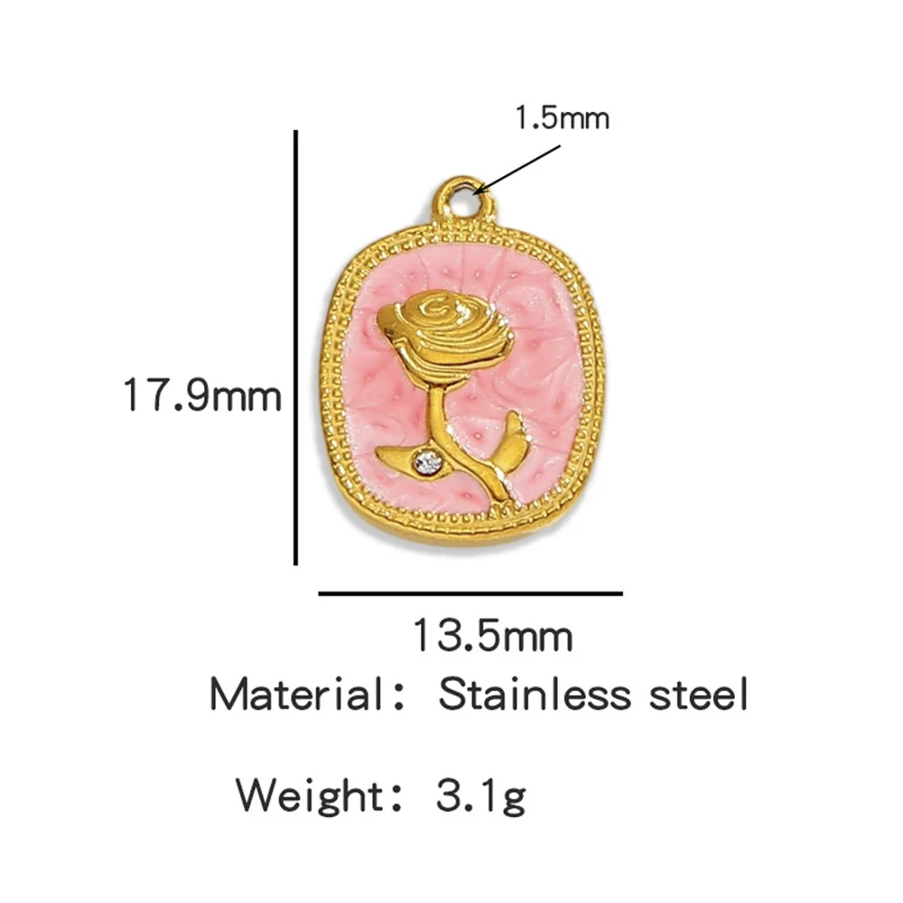Stainless Steel Pendant Jewelry Accessories With Retro Oil Dripping Design And Rose Diamond Shape - Image 14