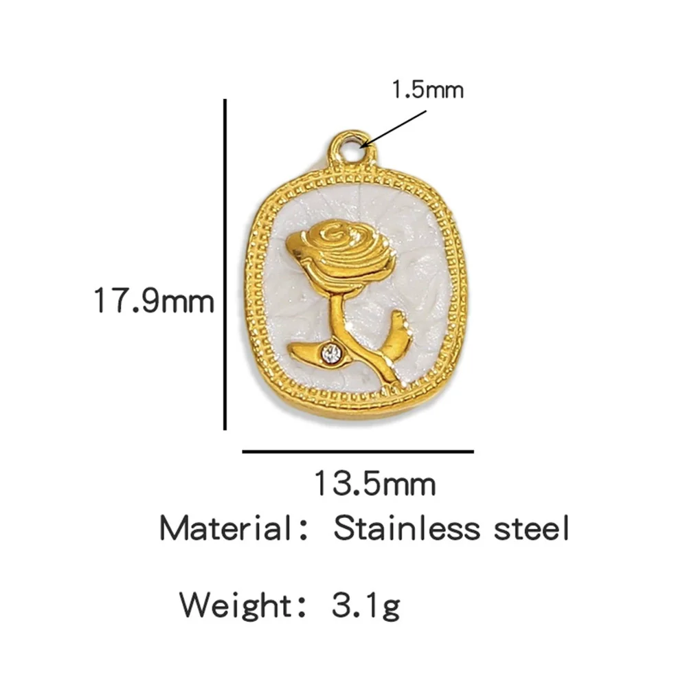 Stainless Steel Pendant Jewelry Accessories With Retro Oil Dripping Design And Rose Diamond Shape - Image 15