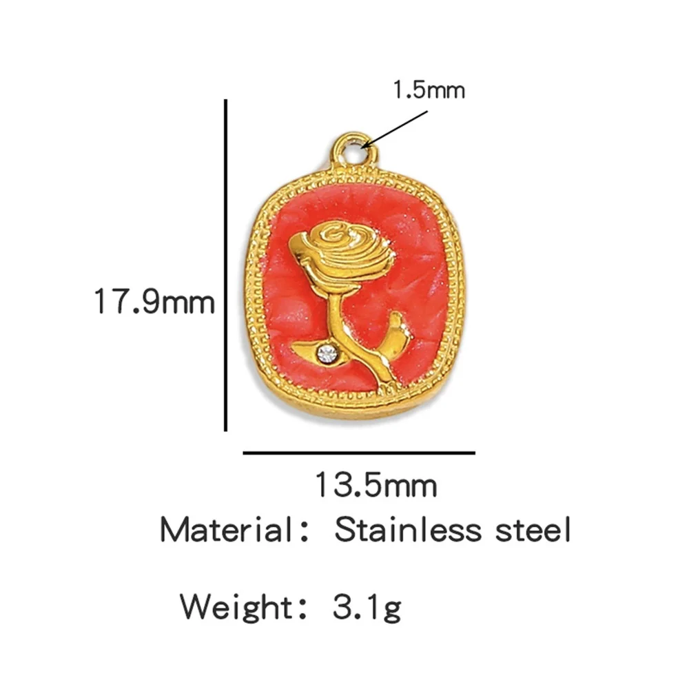 Stainless Steel Pendant Jewelry Accessories With Retro Oil Dripping Design And Rose Diamond Shape - Image 6