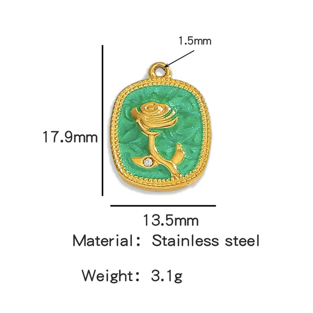 Stainless Steel Pendant Jewelry Accessories With Retro Oil Dripping Design And Rose Diamond Shape - Image 7