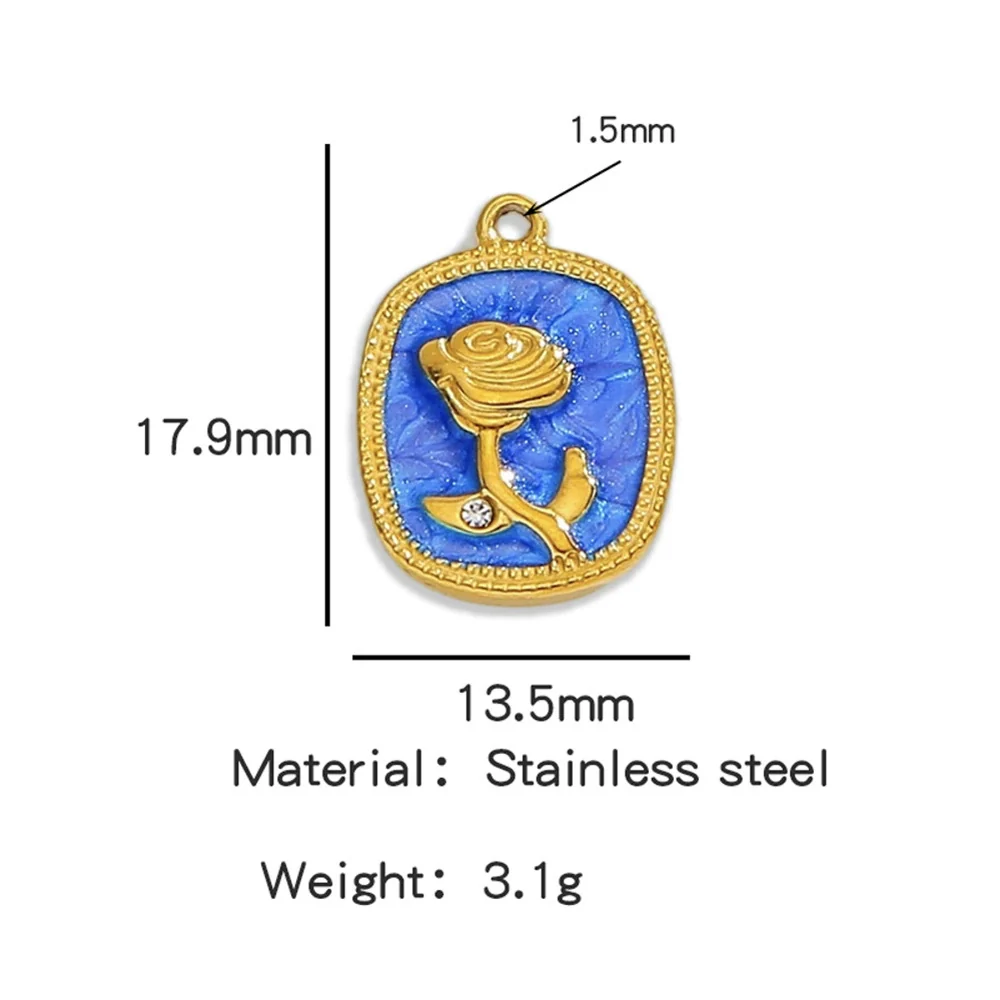 Stainless Steel Pendant Jewelry Accessories With Retro Oil Dripping Design And Rose Diamond Shape - Image 8