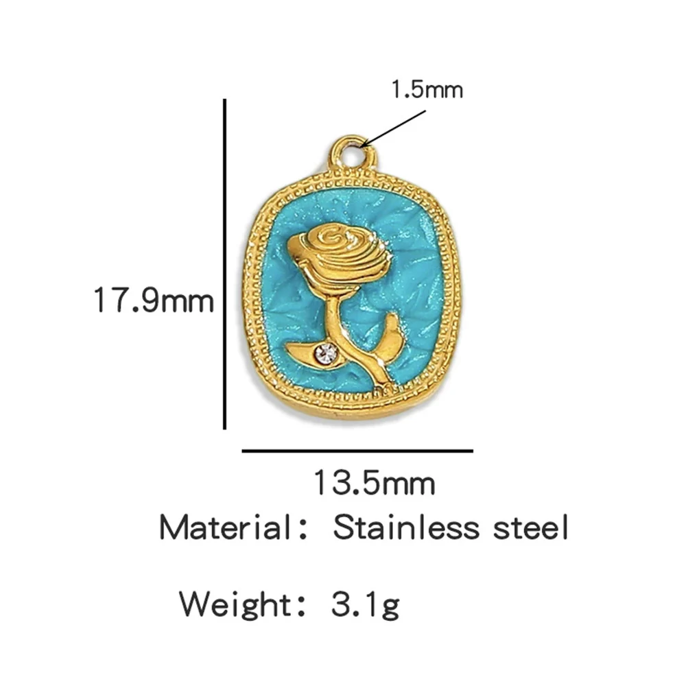 Stainless Steel Pendant Jewelry Accessories With Retro Oil Dripping Design And Rose Diamond Shape - Image 9
