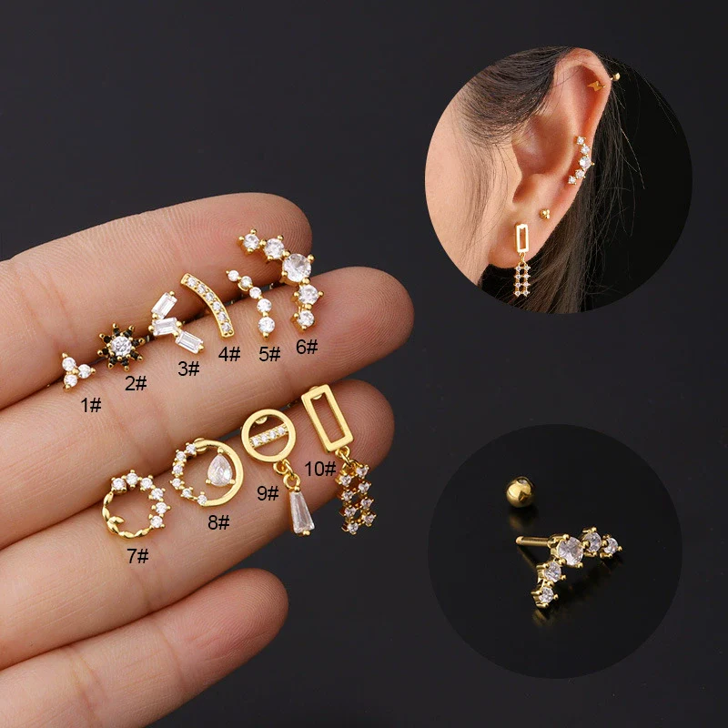 Stainless Steel Piercing Earrings Geometric Electroplated Fashion Jewelry