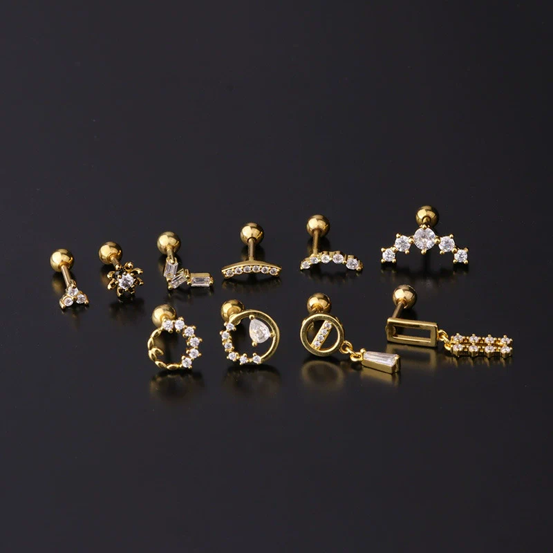 Stainless Steel Piercing Earrings Geometric Electroplated Fashion Jewelry - Image 3