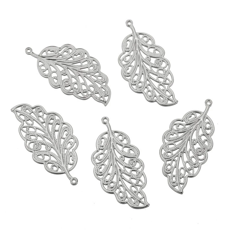 Stainless Steel Plant Flowers Style Leaf Earrings Pendant And Hairpin Accessories With Electroplating - Image 8