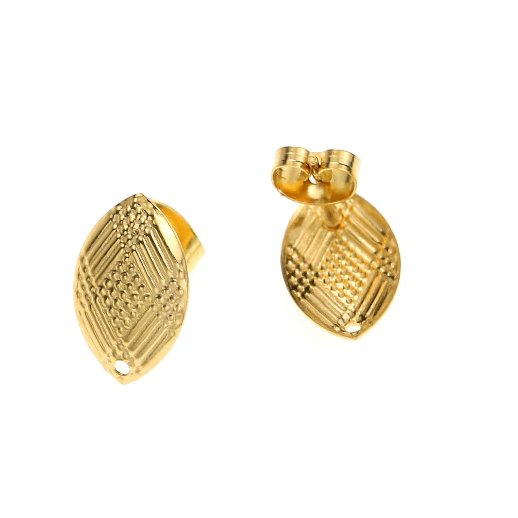Stainless Steel Plant Flowers Style Leaf With Ring Round Bead Earring Accessories Vacuum Gold Plated Handmade - Image 10