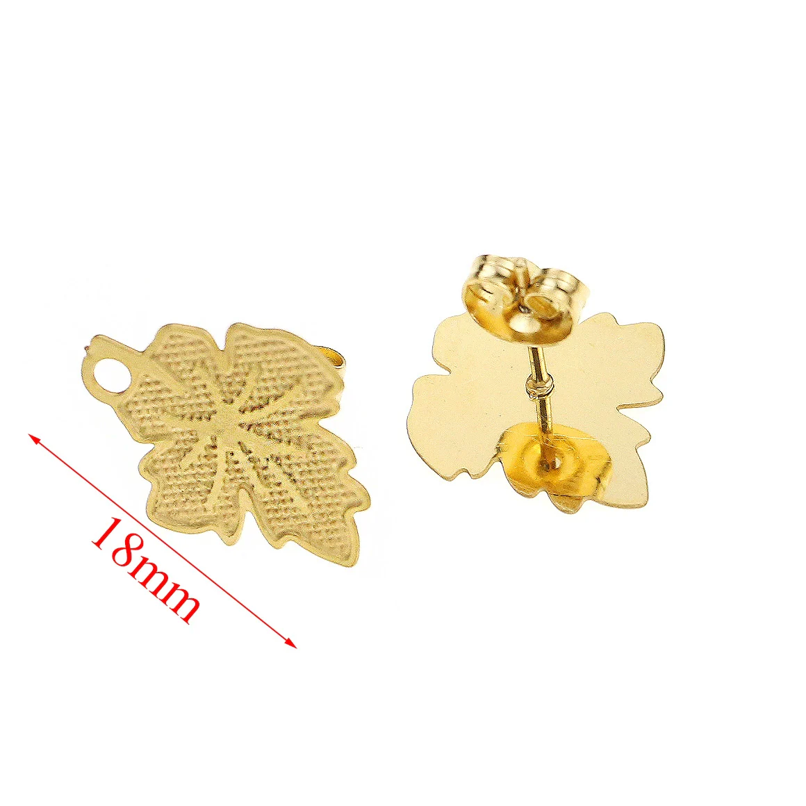 Stainless Steel Plant Flowers Style Leaf With Ring Round Bead Earring Accessories Vacuum Gold Plated Handmade - Image 7