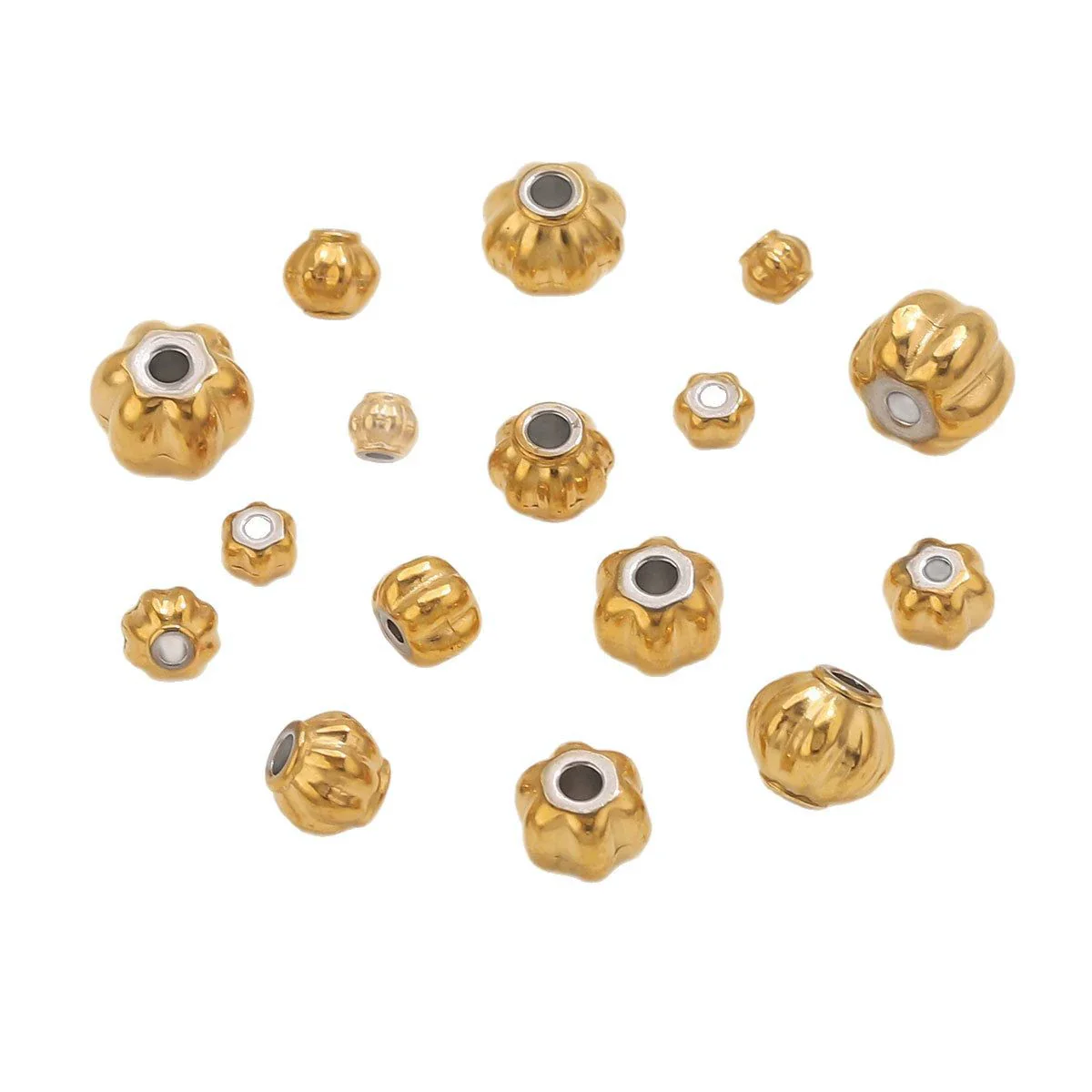Stainless Steel Plated 18K Gold Baroque Pumpkin And Lantern Beads Handmade Diy Bracelet With Totem Pattern - Image 5