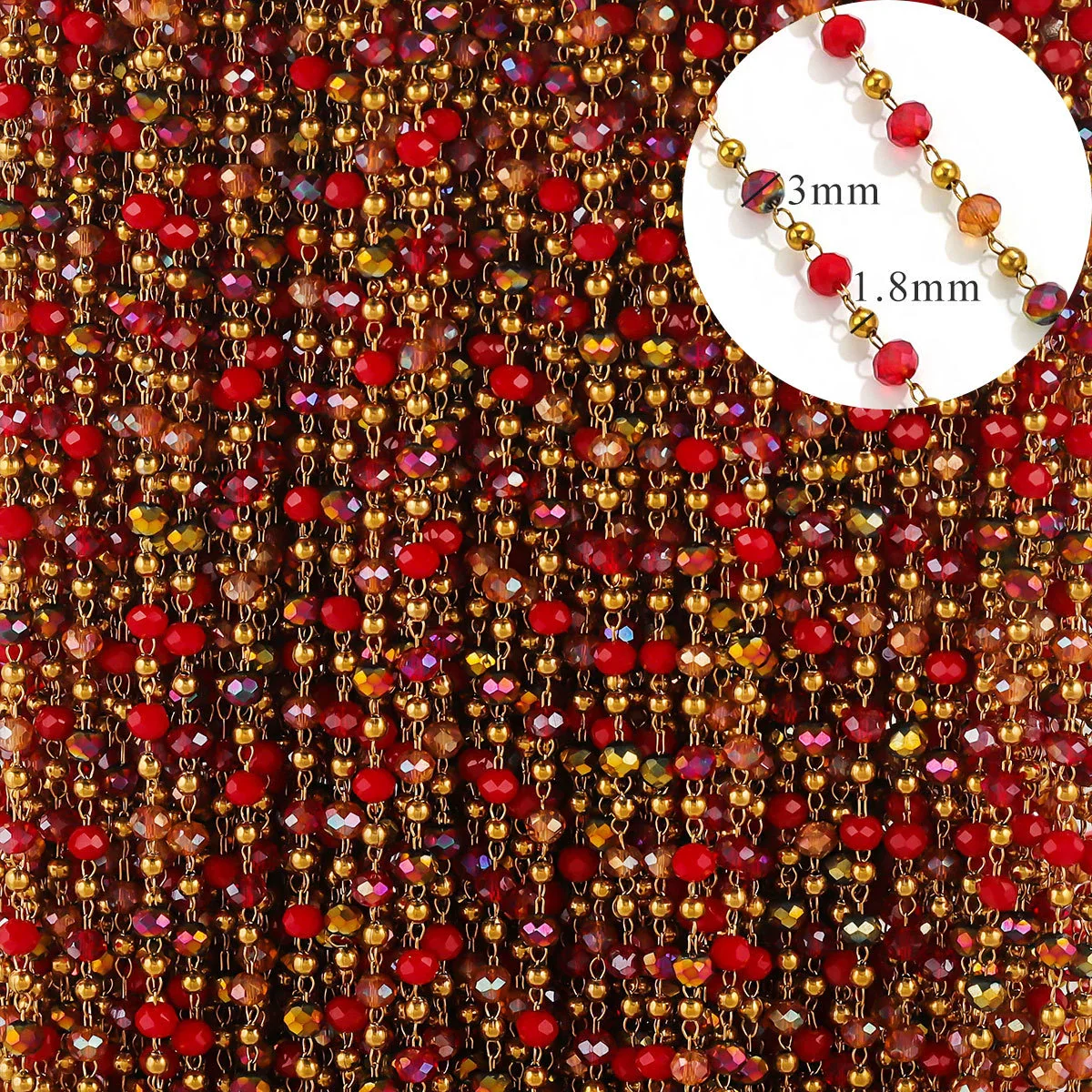 Stainless Steel Plated Crystal Bead Chain Diy Handmade Material For Bracelet Necklace - Image 11