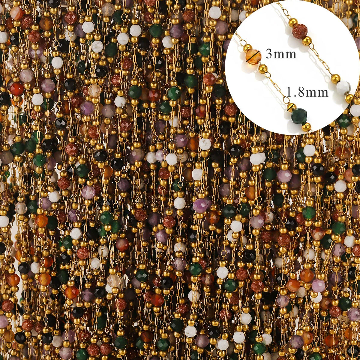 Stainless Steel Plated Crystal Bead Chain Diy Handmade Material For Bracelet Necklace - Image 12