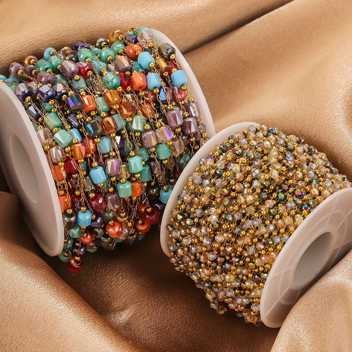 Stainless Steel Plated Crystal Bead Chain Diy Handmade Material For Bracelet Necklace - Image 2