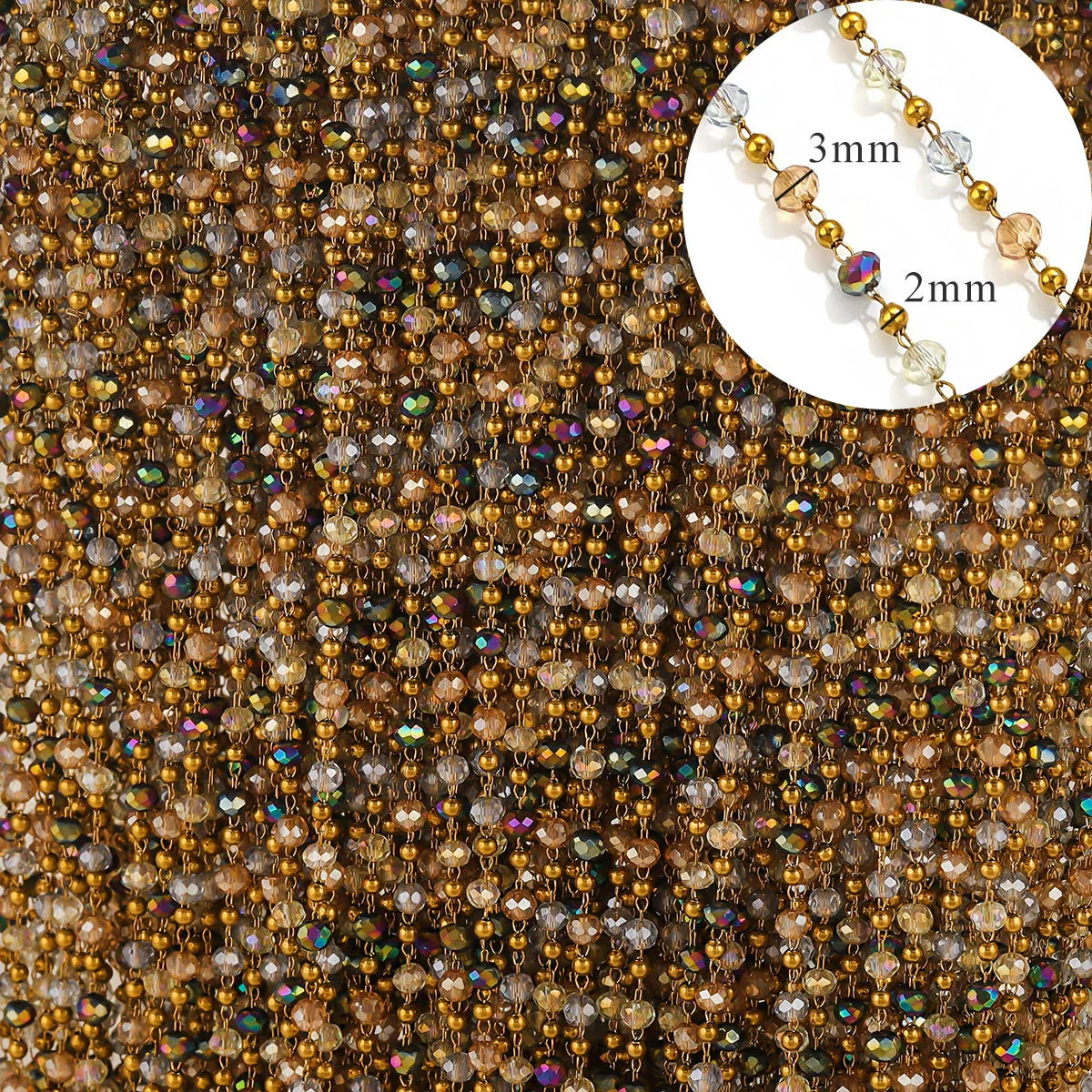 Stainless Steel Plated Crystal Bead Chain Diy Handmade Material For Bracelet Necklace - Image 9