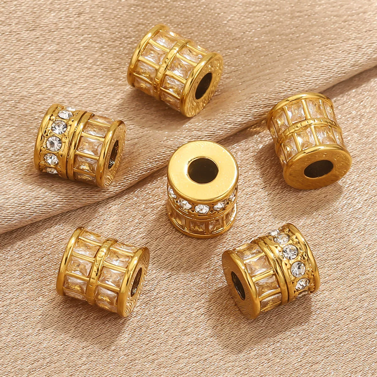 Stainless Steel Plated Rectangular And Round Beads Handmade Diy Bracelet Beads With Totem Pattern And Electroplating Process - Image 2