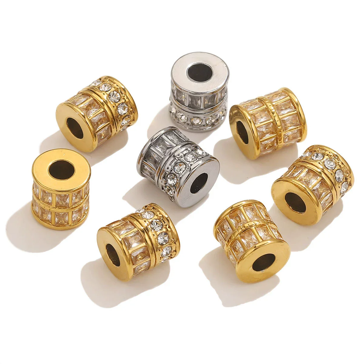 Stainless Steel Plated Rectangular And Round Beads Handmade Diy Bracelet Beads With Totem Pattern And Electroplating Process - Image 4