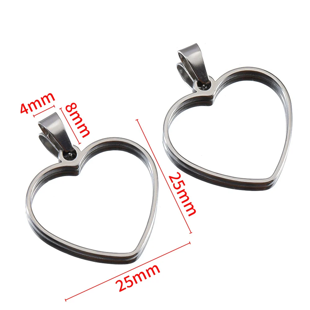 Stainless Steel Polished Geometric Heart Hollow Border Gem Base Pendant Frame Electroplated Diy Handmade Jewelry Accessories - Image 14