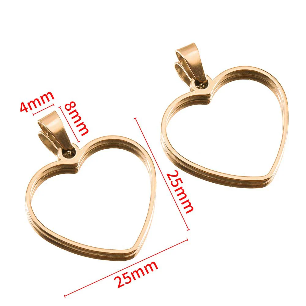 Stainless Steel Polished Geometric Heart Hollow Border Gem Base Pendant Frame Electroplated Diy Handmade Jewelry Accessories - Image 9