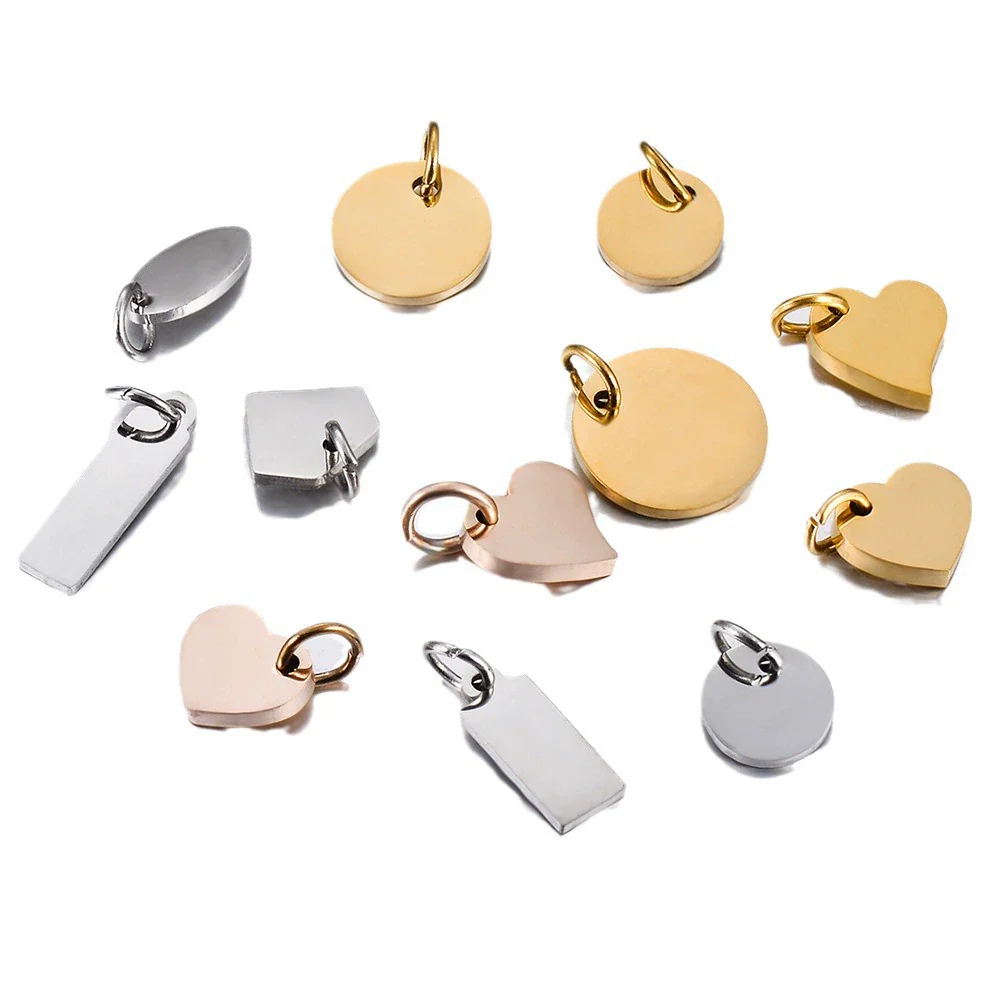 Stainless Steel Polished Heart Round Oval Rectangular Diamond Shape Electroplated Diy Pendant For Necklace And Bracelet - Image 5