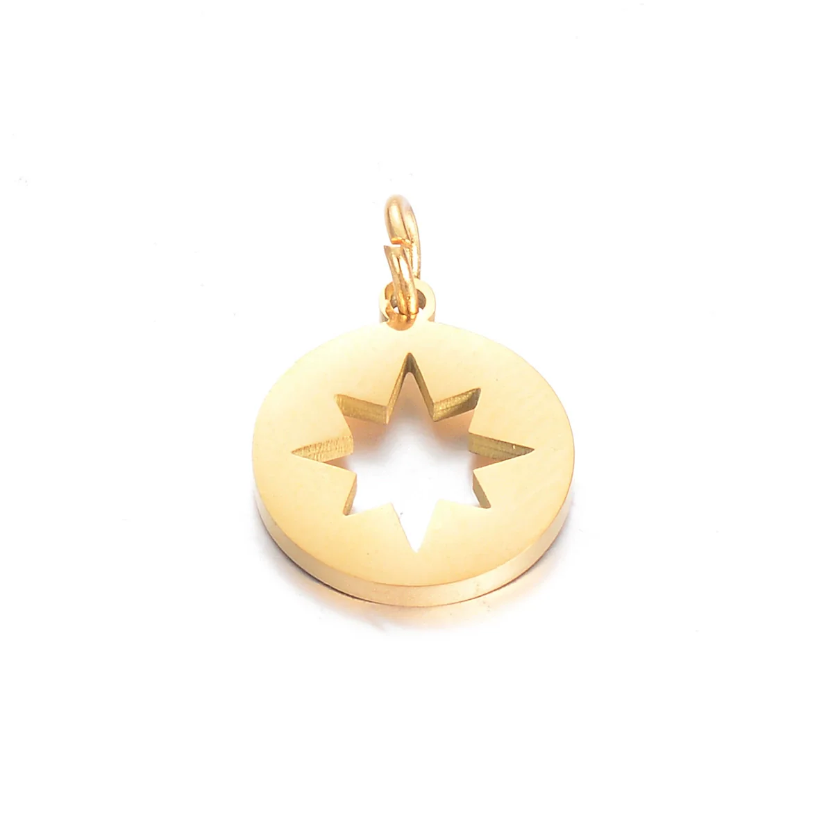 Stainless Steel Polished Hollow Palm Wings Key Lock Sun Star Compass Symbol Jewelry Pendant With Electroplating And Geometric Design - Image 11
