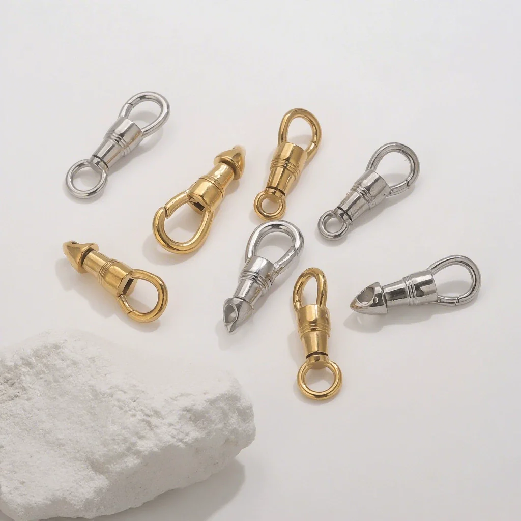 Stainless Steel Polished Jewelry Accessories Eagle Mouth Buckle Lanyard Pendant Buckle Universal Rotating Spring Buckle Round Key Chain Modern Simplicity - Image 2