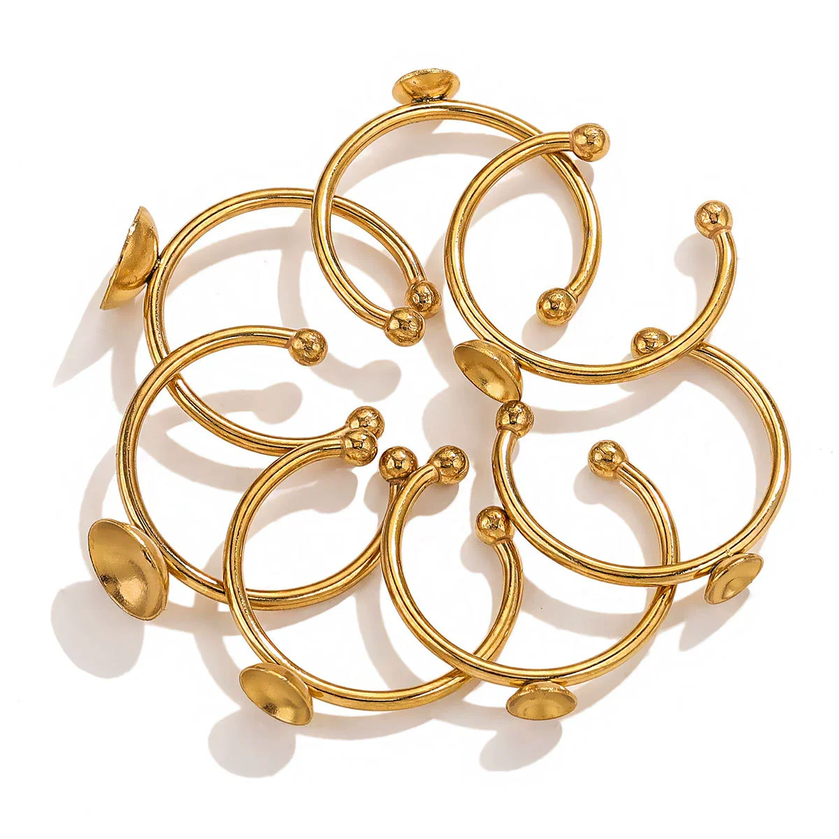 Stainless Steel Polished Round Ring Holder With 18K Gold Vacuum Electroplating And Diy Pearl Inlay - Image 2