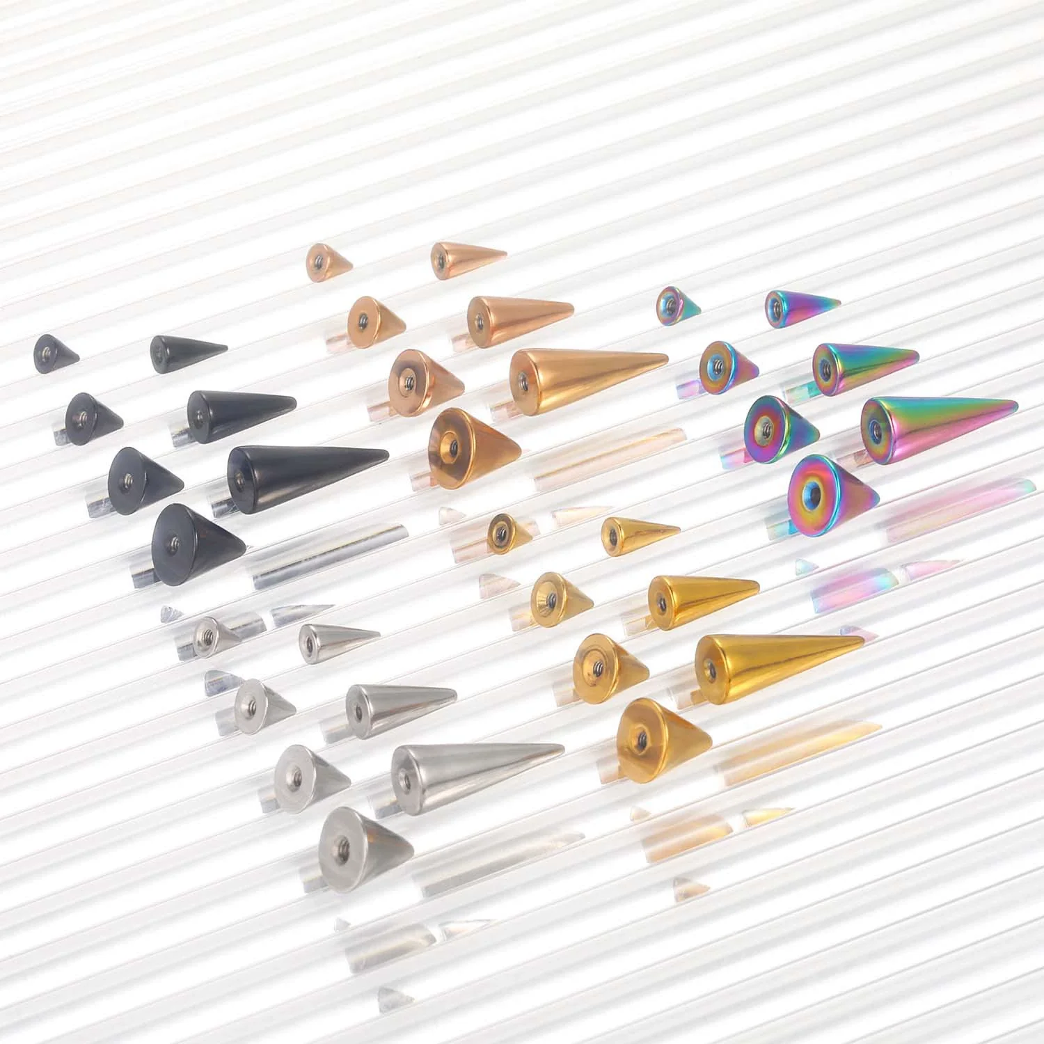 Stainless Steel Punk Accessories Electroplating Geometric Earrings Lip Nail Eyebrow Nail Umbilical Nail Replacement Ball Pointed - Image 4