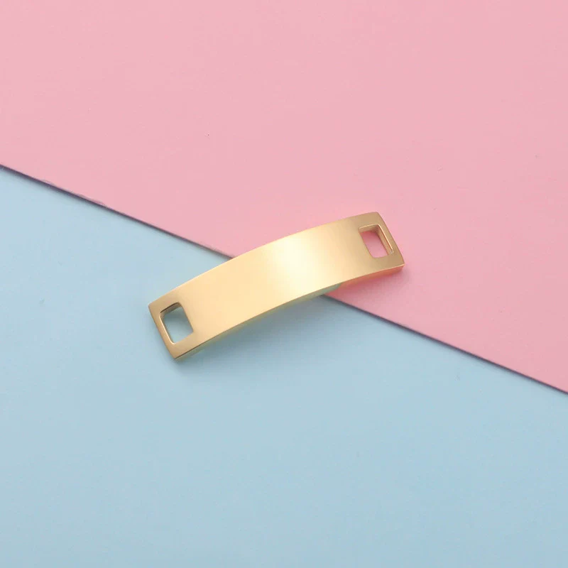 Stainless Steel Rectangular Jewelry Accessories Bend Double Hole Bracelet Connector Pendant With Electroplating - Image 6