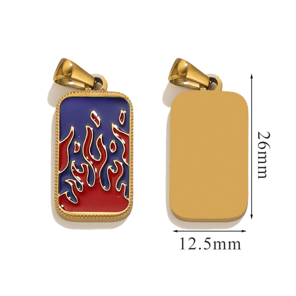 Stainless Steel Rectangular Tarot Star Pendant With Fish Pattern Enamel Palm Moon Tag Electroplated Cartoon Style Diy Necklace - Image 13