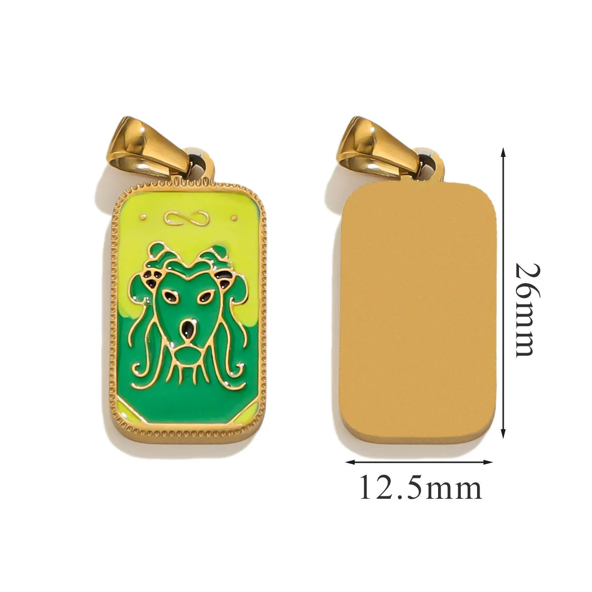Stainless Steel Rectangular Tarot Star Pendant With Fish Pattern Enamel Palm Moon Tag Electroplated Cartoon Style Diy Necklace - Image 14