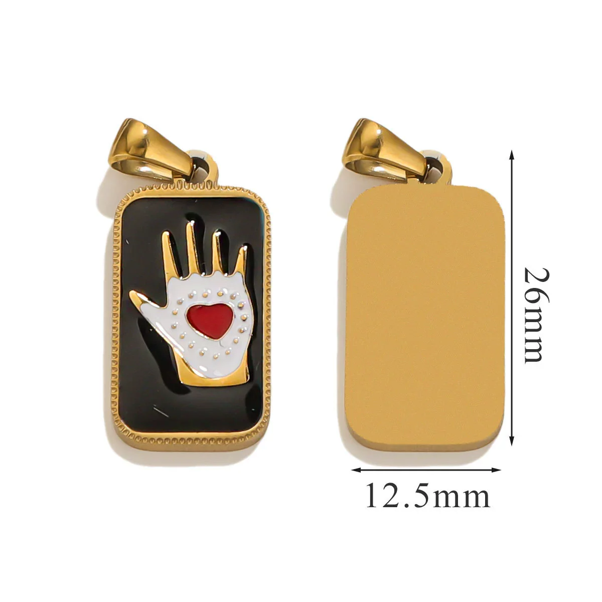 Stainless Steel Rectangular Tarot Star Pendant With Fish Pattern Enamel Palm Moon Tag Electroplated Cartoon Style Diy Necklace - Image 15