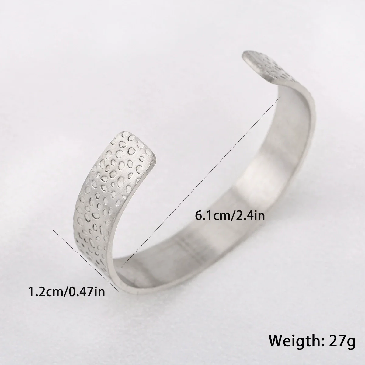 Stainless Steel Retro Casual Geometric Irregular Spot Cshaped Open Wide Face Polished Bracelet - Image 4