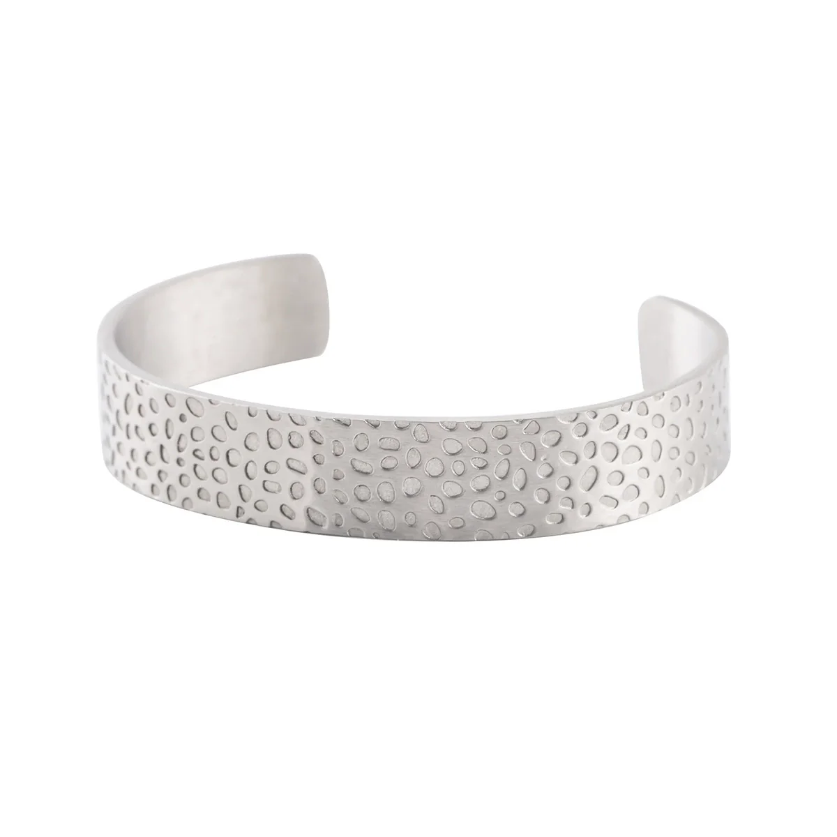 Stainless Steel Retro Casual Geometric Irregular Spot Cshaped Open Wide Face Polished Bracelet - Image 5