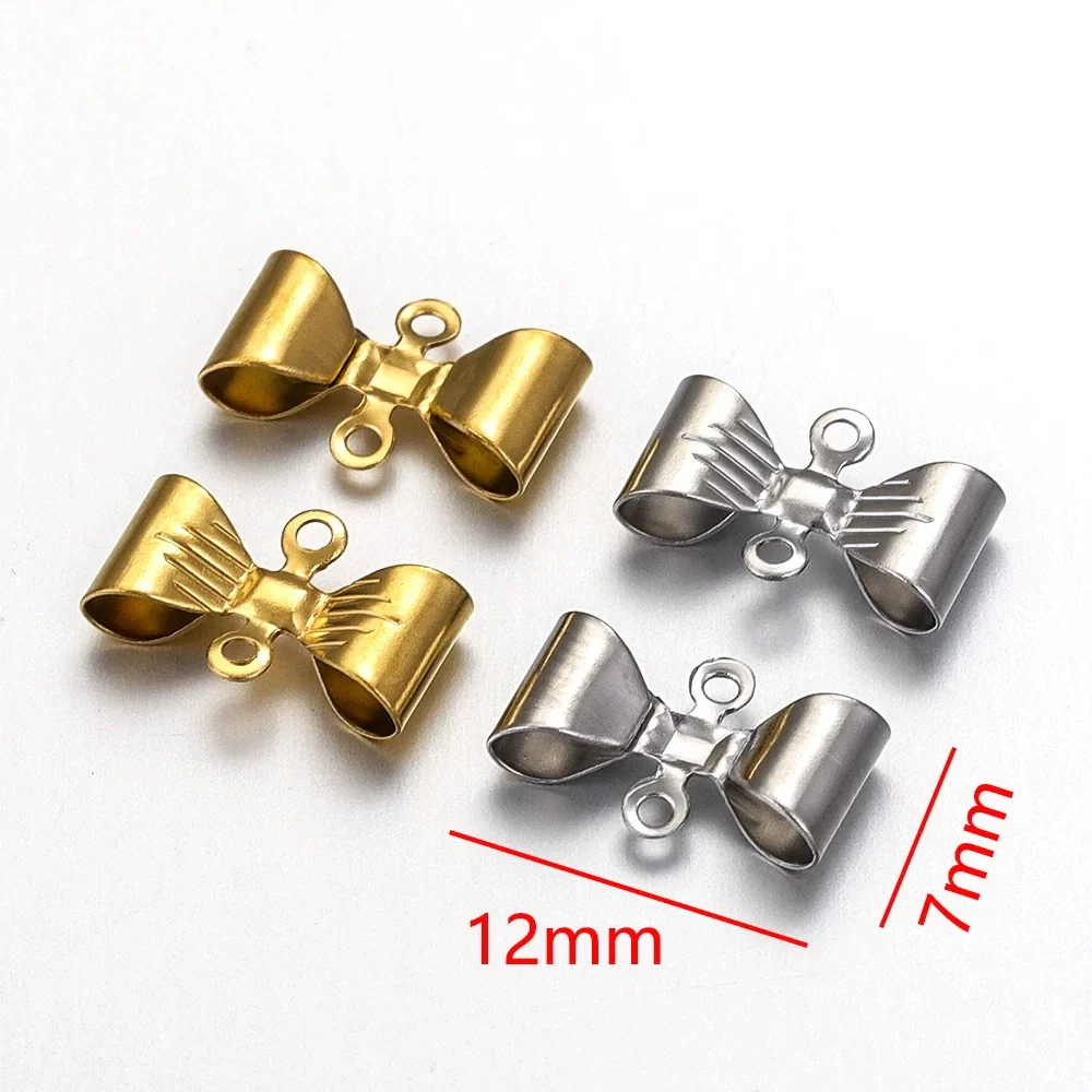 Stainless Steel Retro Double Hole Bow Jewelry Accessories Pendant For Diy Necklace And Bracelet Making With Electroplating - Image 4