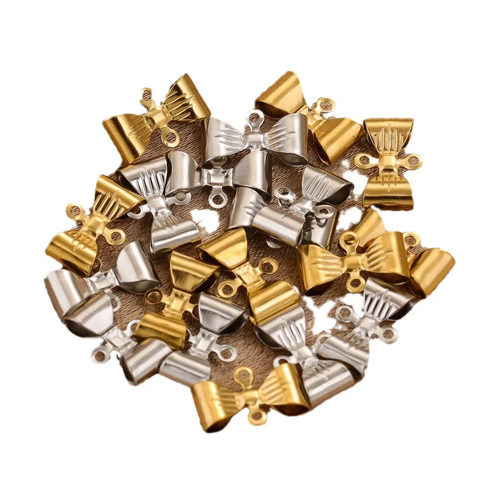 Stainless Steel Retro Double Hole Bow Jewelry Accessories Pendant For Diy Necklace And Bracelet Making With Electroplating - Image 5