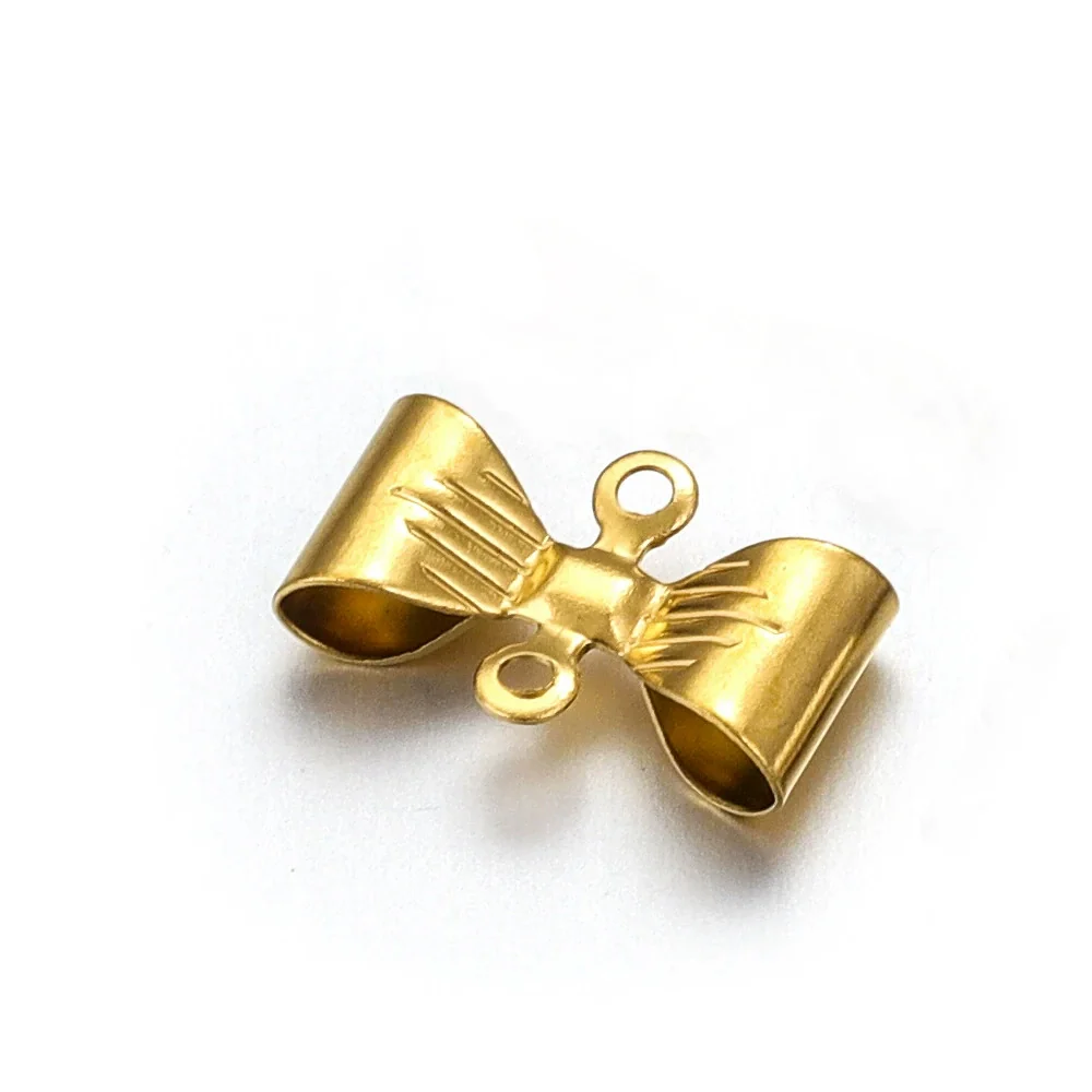 Stainless Steel Retro Double Hole Bow Jewelry Accessories Pendant For Diy Necklace And Bracelet Making With Electroplating - Image 6