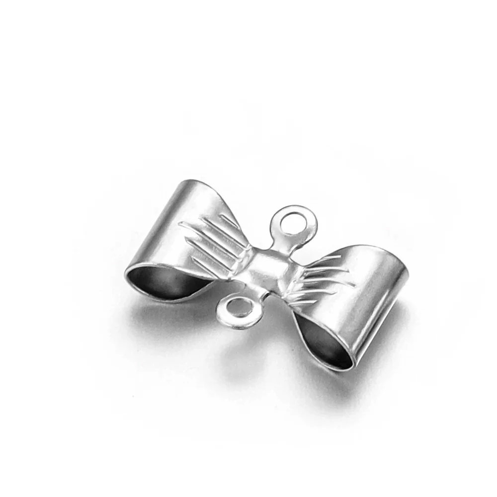 Stainless Steel Retro Double Hole Bow Jewelry Accessories Pendant For Diy Necklace And Bracelet Making With Electroplating - Image 7