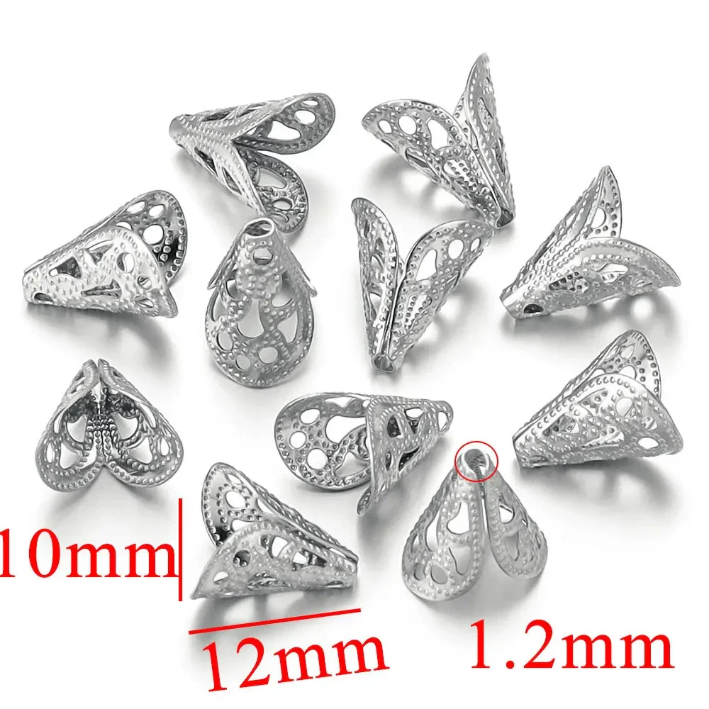 Stainless Steel Retro Funnelshaped Flower Bead Cover For Diy Necklace Bracelet Jewelry With Electroplating And 18K Gold Vacuum Plating - Image 8