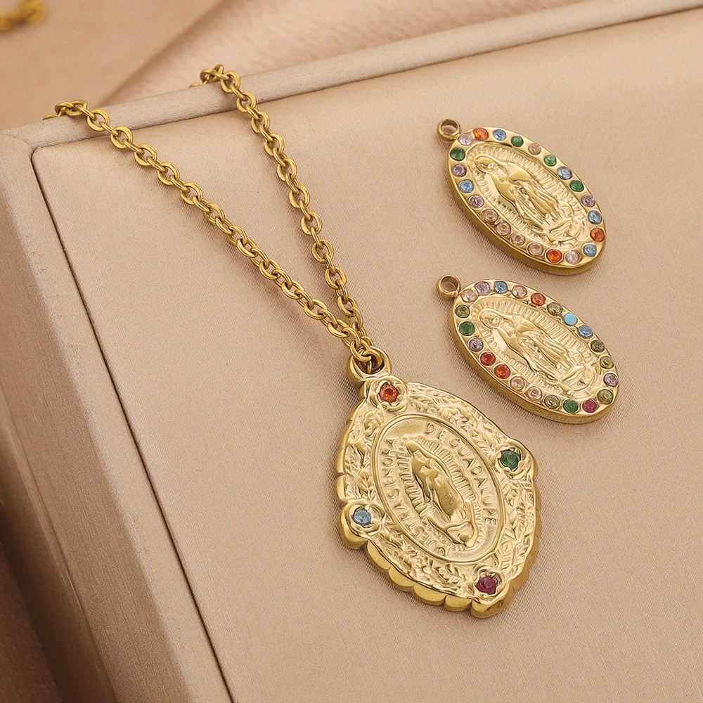 Stainless Steel Retro Pendant Necklace Jewelry Accessories 18K Goldplated - Image 3