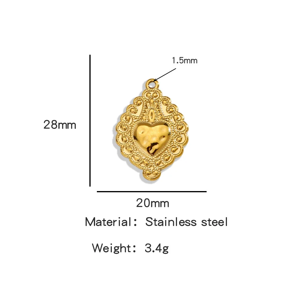 Stainless Steel Retro Style Heart Pendant Electroplating Process Bracelet Necklace Diy Accessories - Image 10