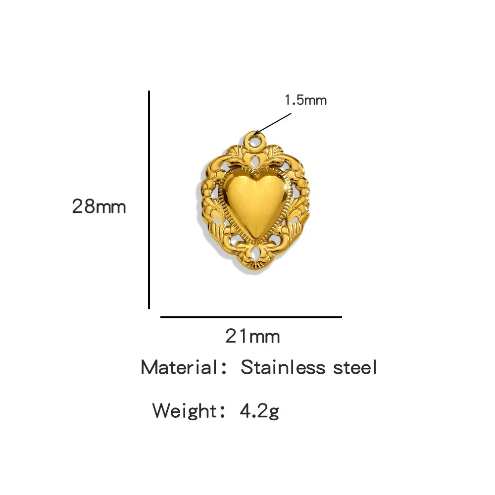 Stainless Steel Retro Style Heart Pendant Electroplating Process Bracelet Necklace Diy Accessories - Image 12