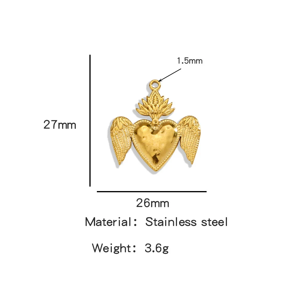 Stainless Steel Retro Style Heart Pendant Electroplating Process Bracelet Necklace Diy Accessories - Image 14