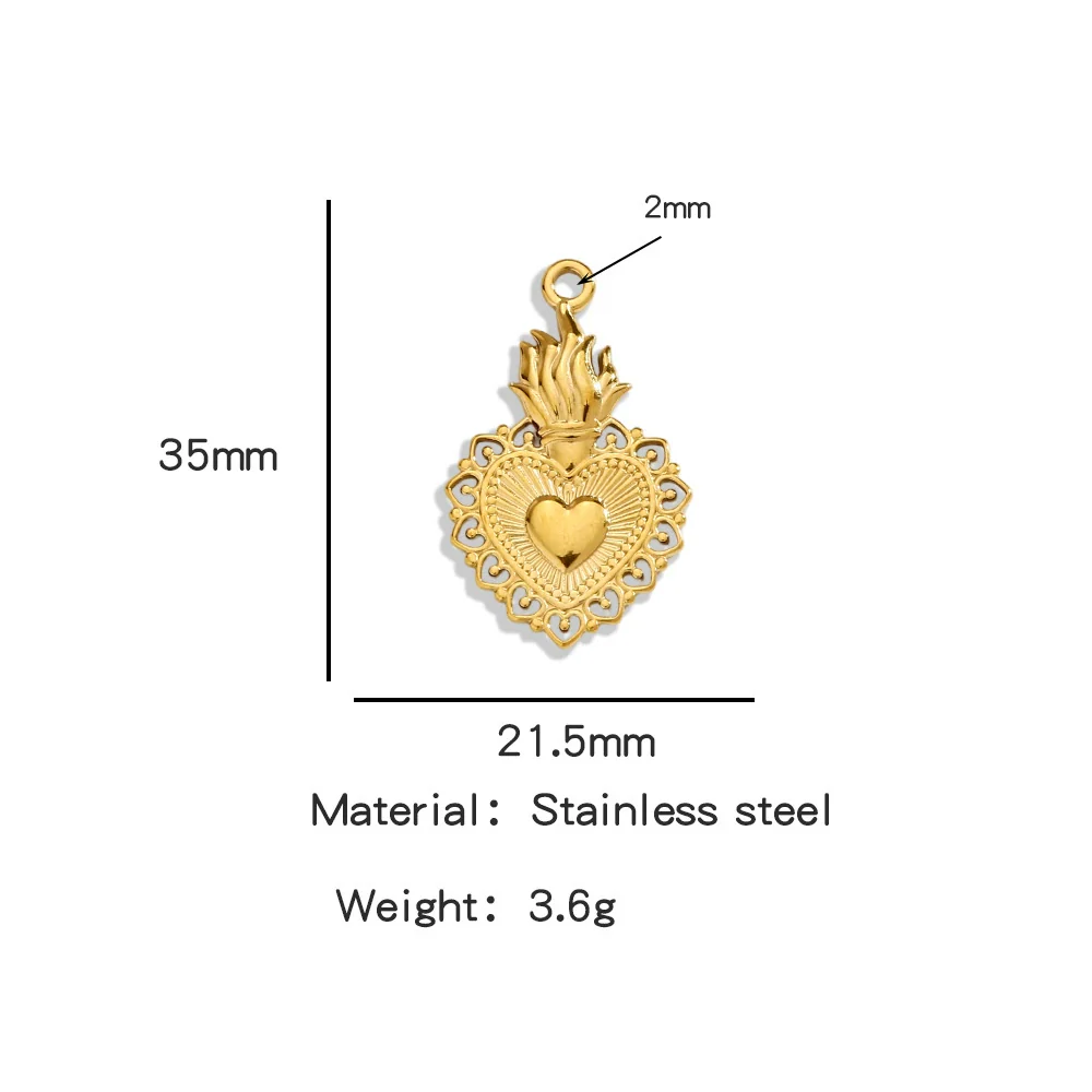 Stainless Steel Retro Style Heart Pendant Electroplating Process Bracelet Necklace Diy Accessories - Image 18