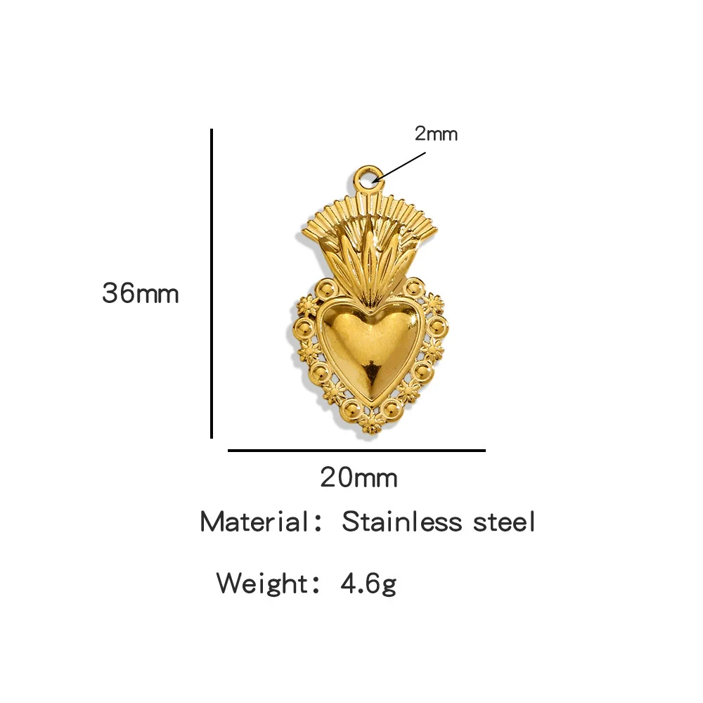 Stainless Steel Retro Style Heart Pendant Electroplating Process Bracelet Necklace Diy Accessories - Image 21