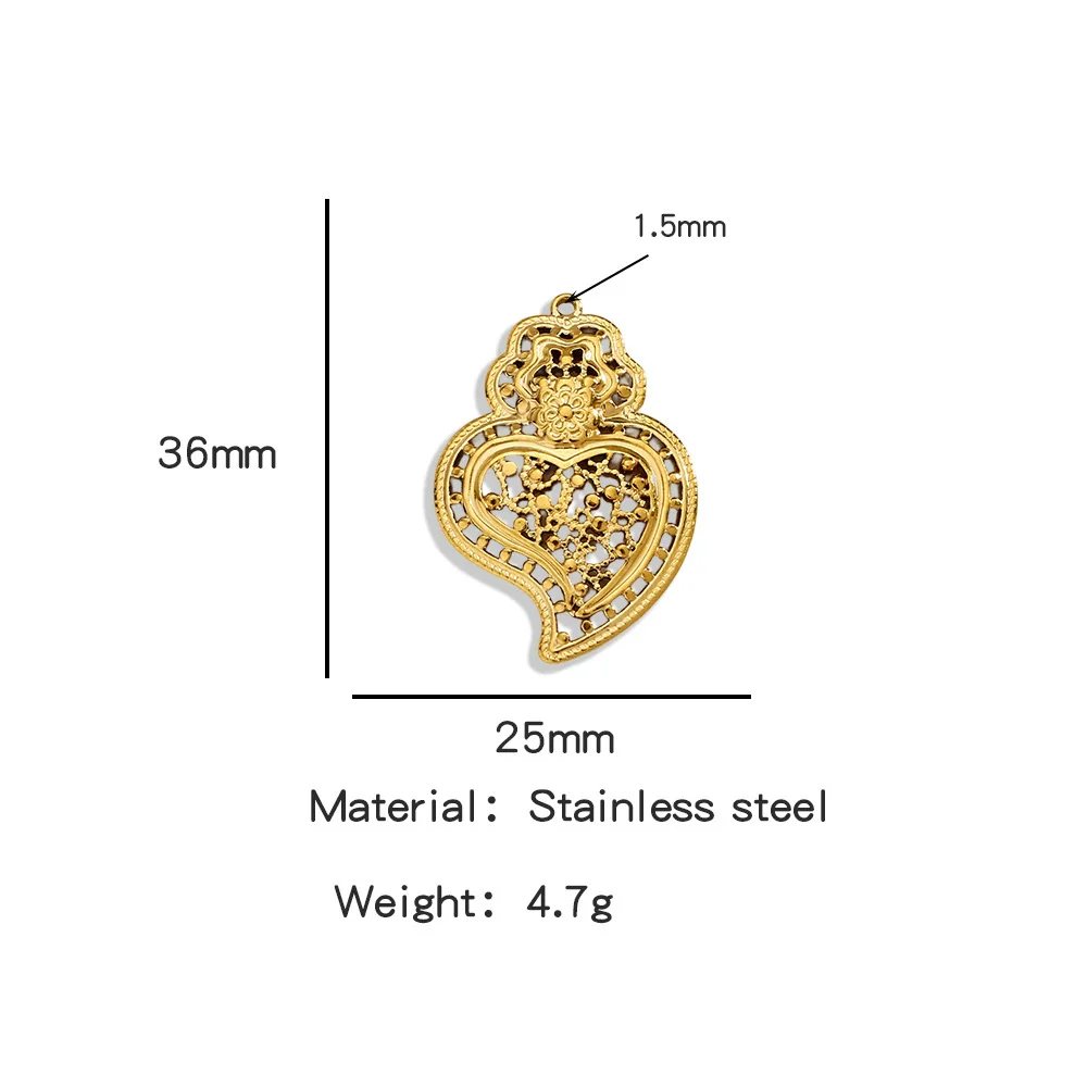 Stainless Steel Retro Style Heart Pendant Electroplating Process Bracelet Necklace Diy Accessories - Image 22