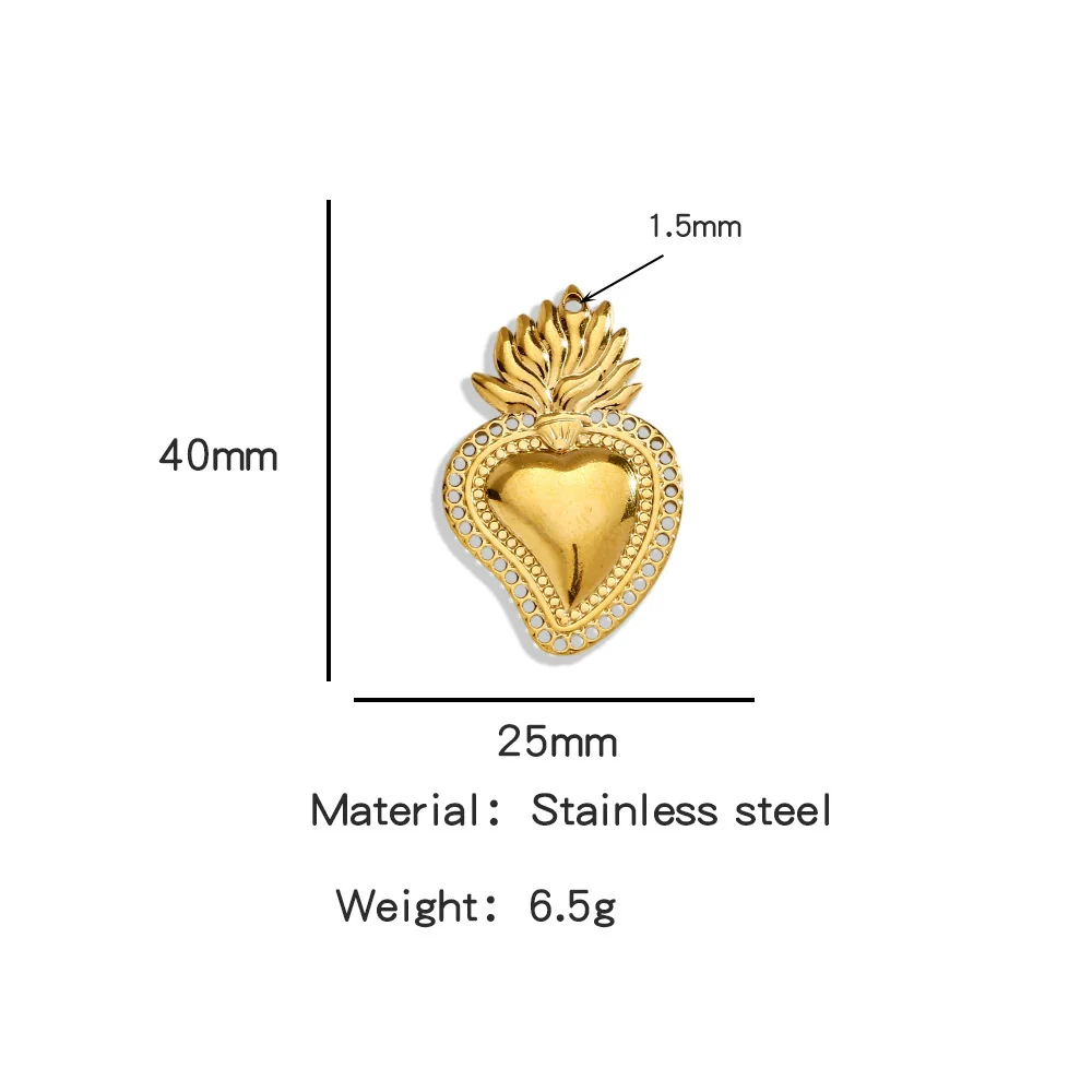 Stainless Steel Retro Style Heart Pendant Electroplating Process Bracelet Necklace Diy Accessories - Image 23
