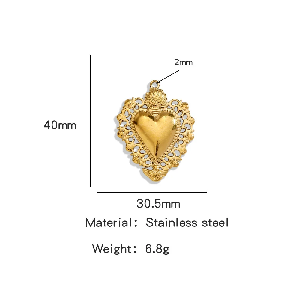 Stainless Steel Retro Style Heart Pendant Electroplating Process Bracelet Necklace Diy Accessories - Image 24
