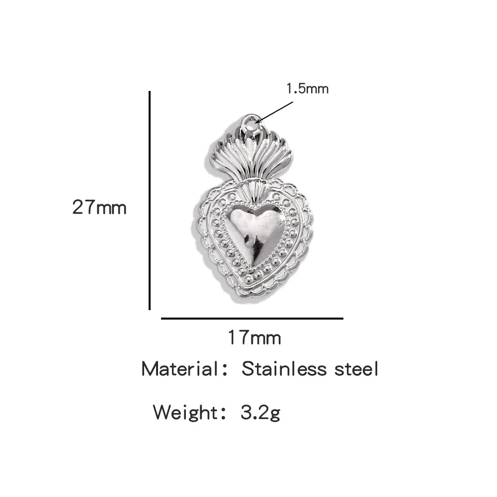 Stainless Steel Retro Style Heart Pendant Electroplating Process Bracelet Necklace Diy Accessories - Image 25