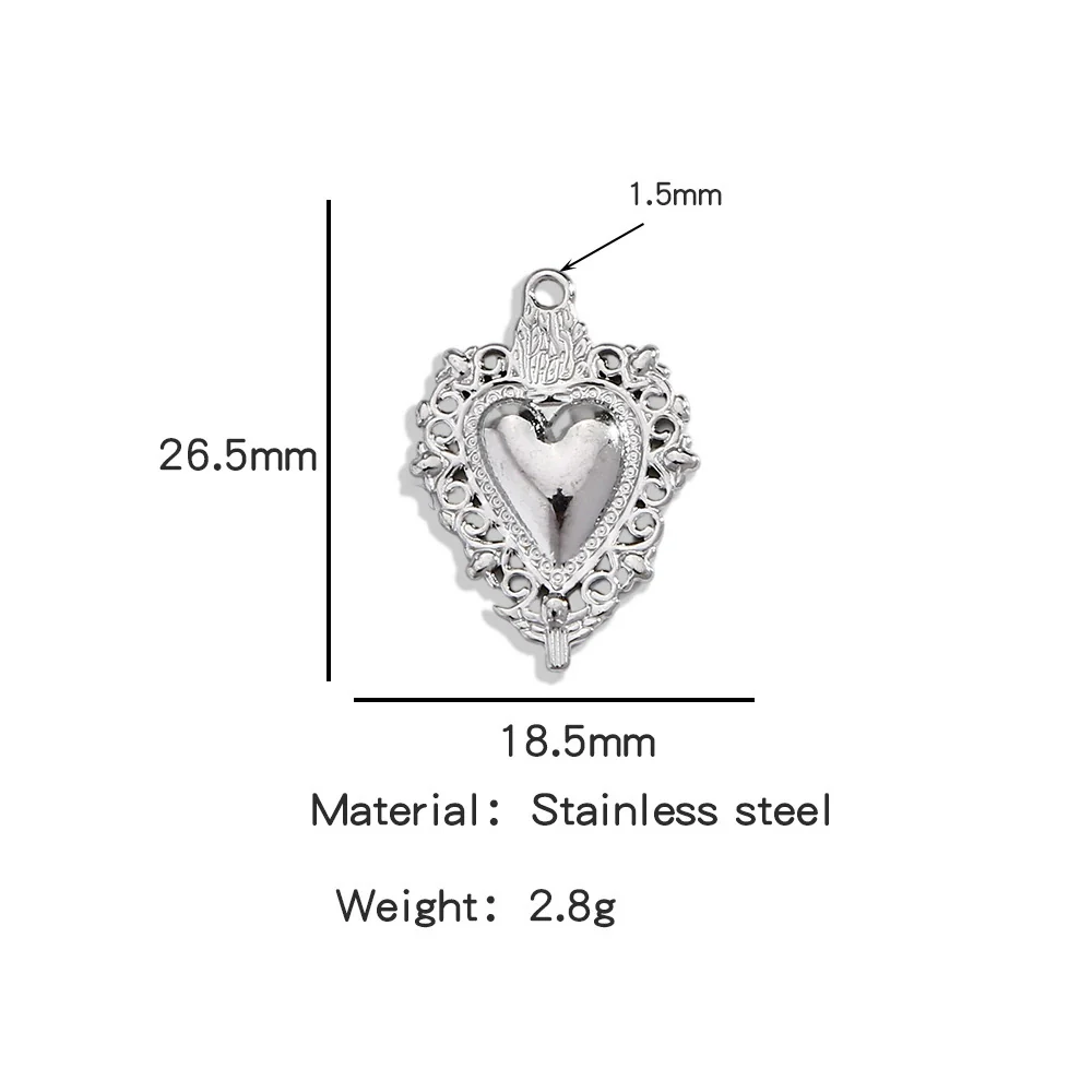 Stainless Steel Retro Style Heart Pendant Electroplating Process Bracelet Necklace Diy Accessories - Image 26