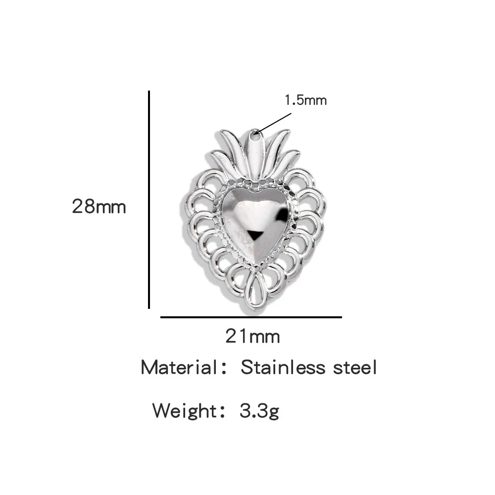 Stainless Steel Retro Style Heart Pendant Electroplating Process Bracelet Necklace Diy Accessories - Image 27